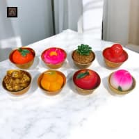 [Sepasang] Lilin Seni Mangkok Keramik - 8 Model Buah Ukuran Besar